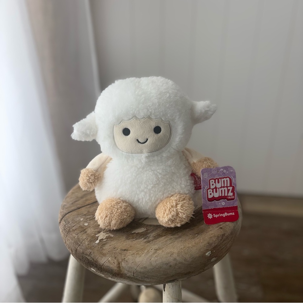 Russ Bum Bumz SpringBumz Lamb Plush Stuffed Animal Small White Beige‎ Spring